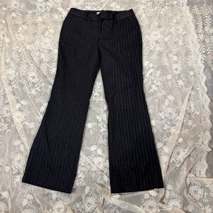 LOFT Petite Dark Gray Pinstripe Herringbone Trousers – Wide Leg | Double Button